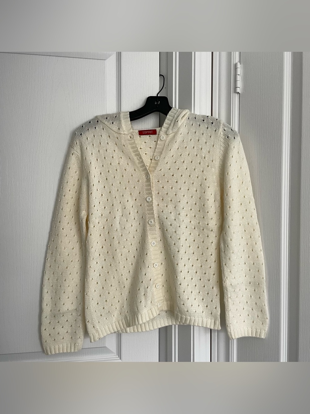 Esprit Pointelle-Style Hooded Cardigan